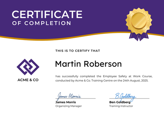 Certificate of Completion (Purple/Gold)